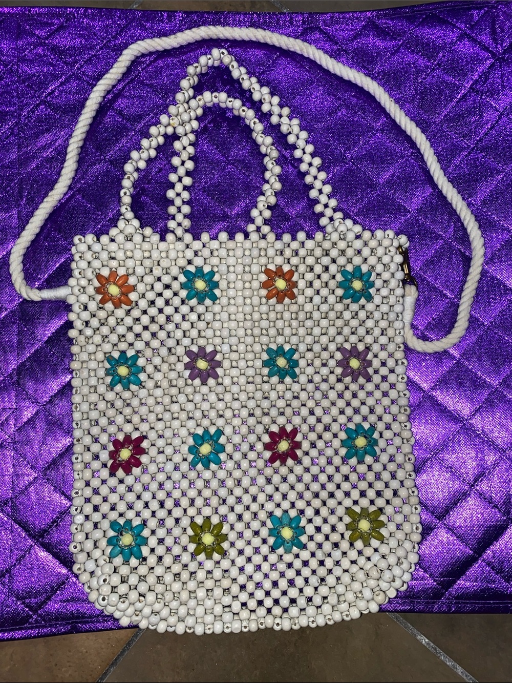 White Beaded Floral Shoulder Bag American Eagle
